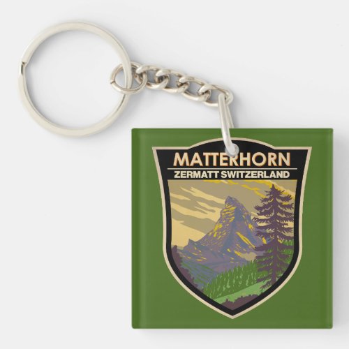Matterhorn Switzerland Travel Art Vintage Keychain