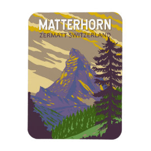 Matterhorn Switzerland Travel Art Vintage Magnet