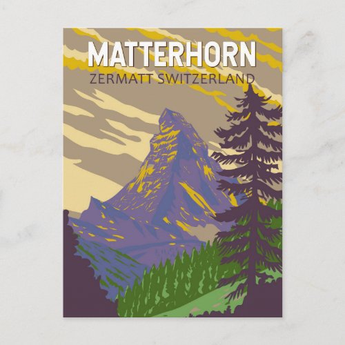Matterhorn Switzerland Travel Art Vintage Postcard