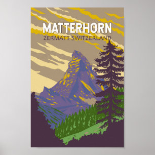 Matterhorn Switzerland Travel Art Vintage Poster
