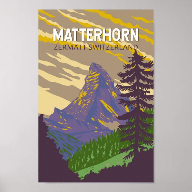 Matterhorn Switzerland Travel Art Vintage Poster (Front)