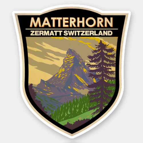 Matterhorn Switzerland Travel Art Vintage Sticker