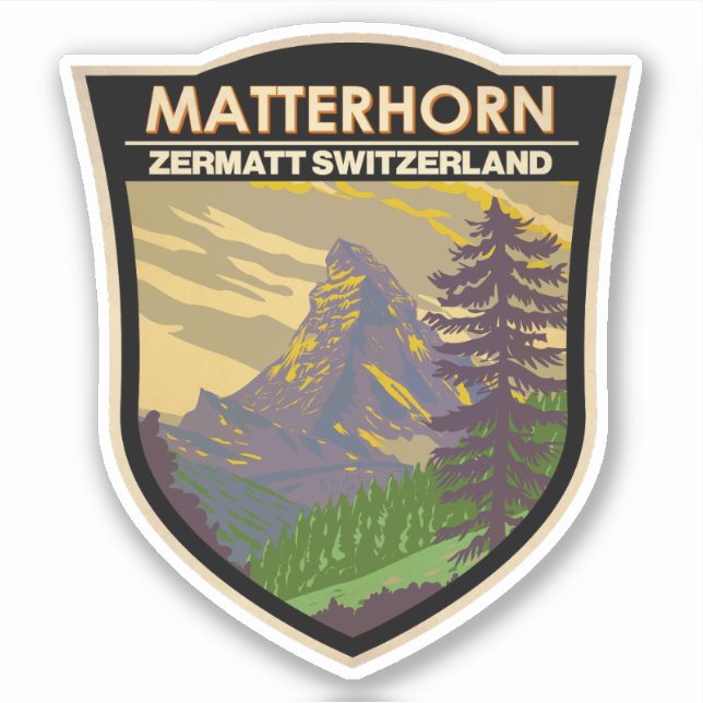 Matterhorn Switzerland Travel Art Vintage Sticker (Front)