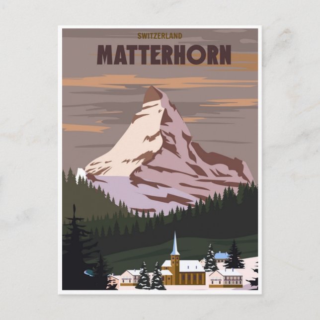 Matterhorn Switzerland vintage mountain peak Postcard (Front)