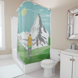 matterhorn travel poster Switzerland Shower Curtain