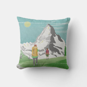 matterhorn travel poster Switzerland Throw Pillow