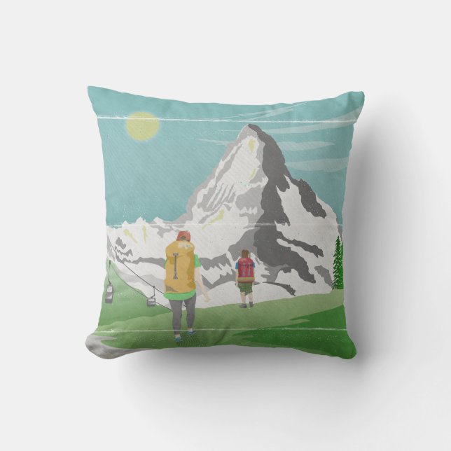 matterhorn travel poster Switzerland Throw Pillow (Front)