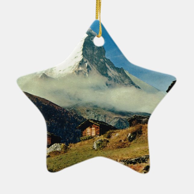 Matterhorn, Zermatt, Switzerland Ceramic Ornament (Back)