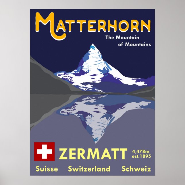 Matterhorn, Zermatt, Switzerland, Ski Poster (Front)