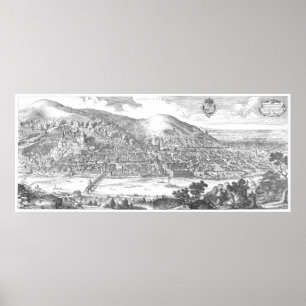 Matthaeus Merian: Heidelberg panorama from 1620 Poster