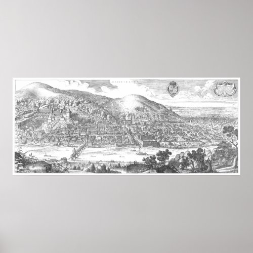 Matthaeus Merian Heidelberg panorama from 1620 Poster
