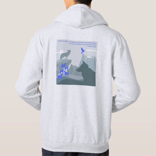 Matthew 10:16 - sheep among wolves hoodie (Back)