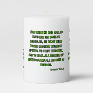 Matthew 10:1 KJV Bible Scripture Pillar Candle