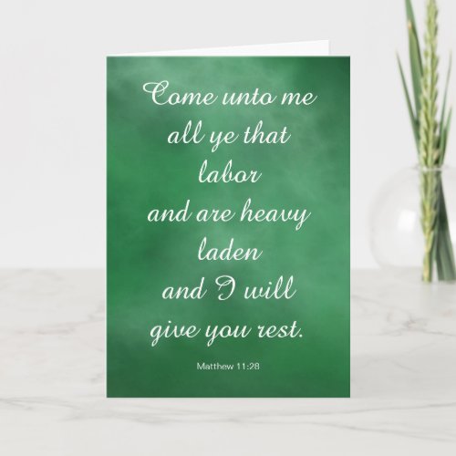 Matthew 1128 Bible Verse for Comfort  Strength Card