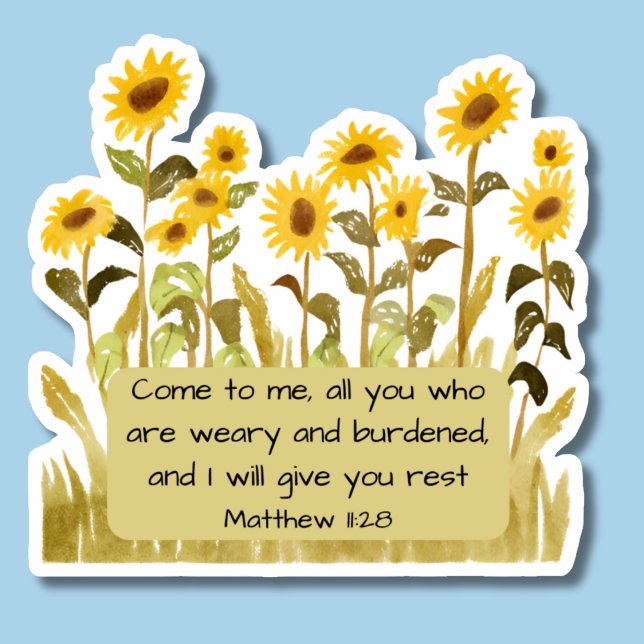 Matthew 11:28 Bible Verse with Sunflowers Sticker (Creator Uploaded)