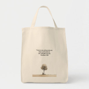 Matthew 11:28 Christian Tote Bag   Faith Gift Bag