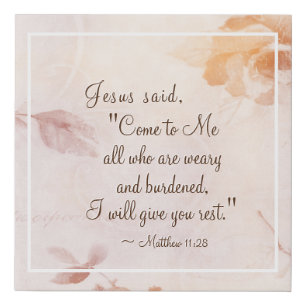 Matthew 11:28 Come to Me all who are Weary Floral Faux Canvas Print
