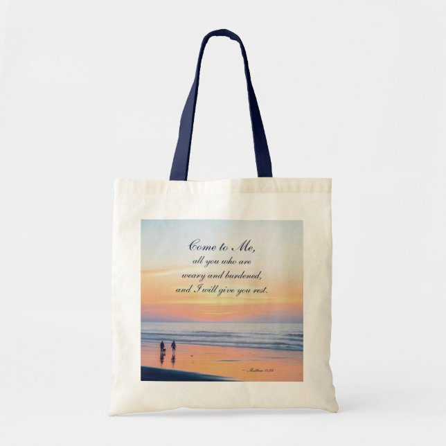 Matthew 11:28 Come to Me all who are Weary Ocean Tote Bag (Front)