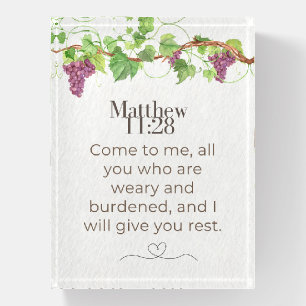 Matthew 11:28 Come to Me Scripture Grapevine Paperweight