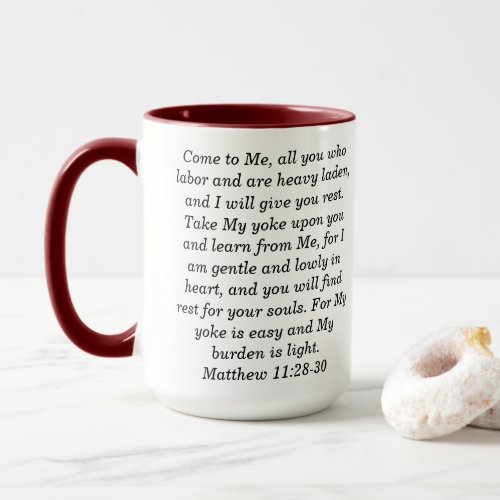 Matthew 1128 Custom Scripture Two_Tone Coffee Mug