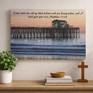 Matthew 11:28 Encouraging Scripture Verse Faux Canvas Print