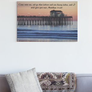 Matthew 11:28 Encouraging Scripture Verse Faux Canvas Print