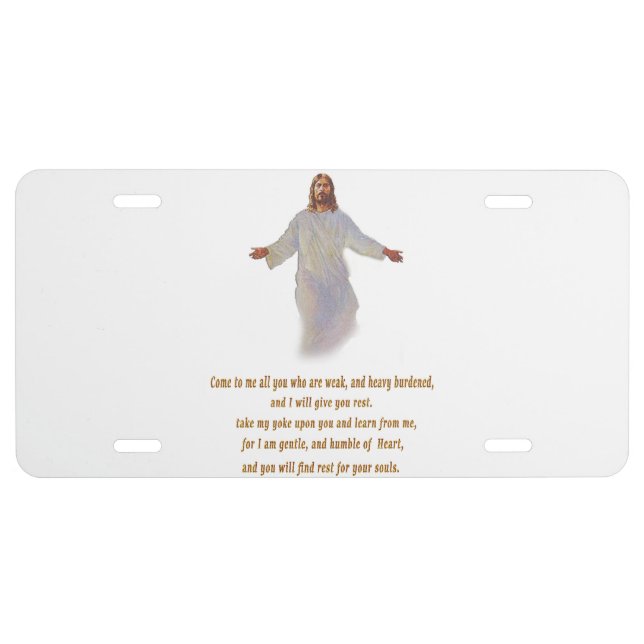 Matthew 11:28 gifts license plate (Front)