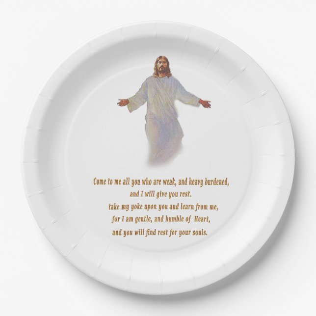Matthew 11:28 gifts paper plates (Front)