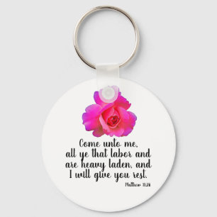 Matthew 11:28 I Will Give You Rest Bible Quote Ke Keychain