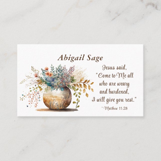 Matthew 11:28 Jesus said, Come to Me Bible Verse Business Card (Front)