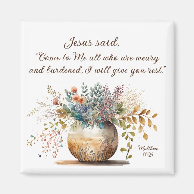 Matthew 11:28 Jesus said, Come to Me Bible Verse Magnet (Front)