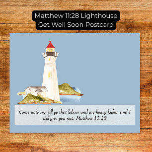 Matthew 11:28 Lighthouse Get Well Soon Postcard