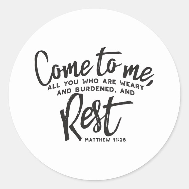 Matthew 11 Bible Verse Classic Round Sticker (Front)