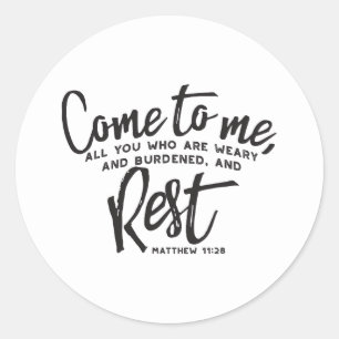 Matthew 11 Bible Verse Classic Round Sticker