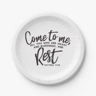 Matthew 11 Bible Verse Paper Plates