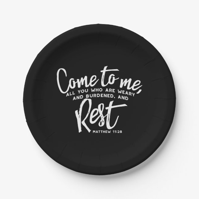 Matthew 11 Bible Verse Paper Plates (Front)