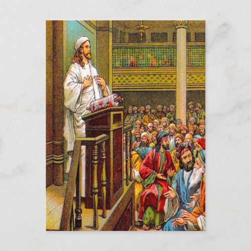 Matthew 1353_58 Jesus Teaches in the Synagogue po Postcard