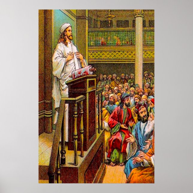 Matthew 13:53-58 Jesus Teaches in the Synagogue Poster (Front)
