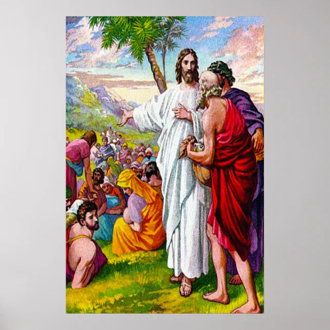 Matthew 14:13-21 Jesus Feeds 5000 Men Poster | Zazzle