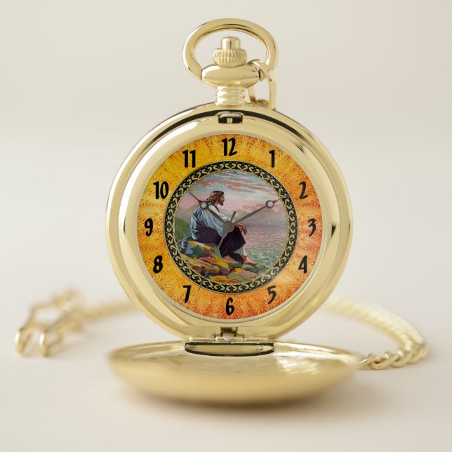Matthew 14:22-23 Jesus Prays by Himself pw Pocket Watch (Inside)