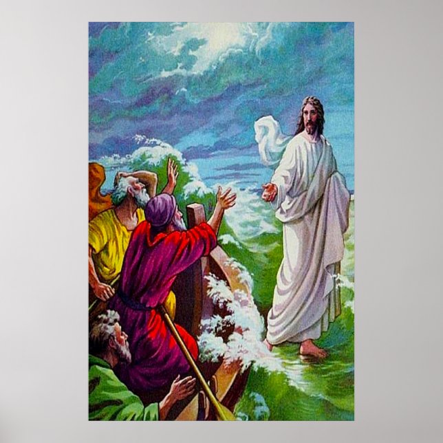 Matthew 14:24-33 Jesus Walks on the Sea Poster (Front)