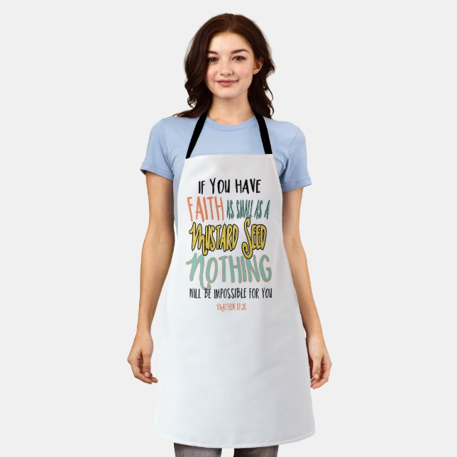 Matthew 17:20 Faith as a Mustard Seed Bible Verse Apron (Worn)