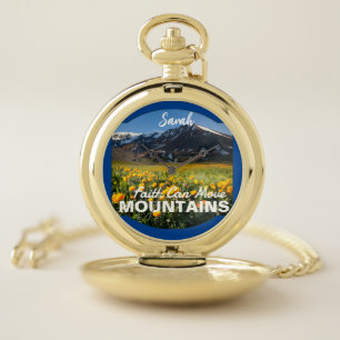 Matthew 17:20 Faith Can Move Mountains Custom Pocket Watch