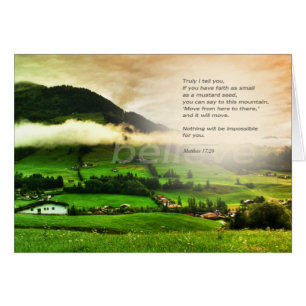 Matthew 17:20 Move mountains bible verse sunset Cards