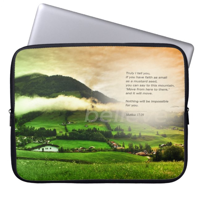 Matthew 17:20 Move mountains bible verse sunset Laptop Sleeve (Front)
