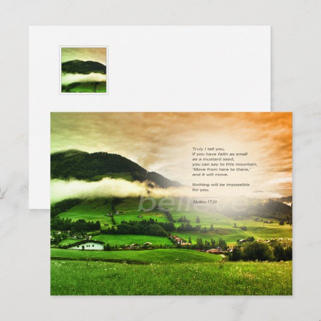 Matthew 17:20 Move mountains bible verse sunset Postcard (Front/Back)