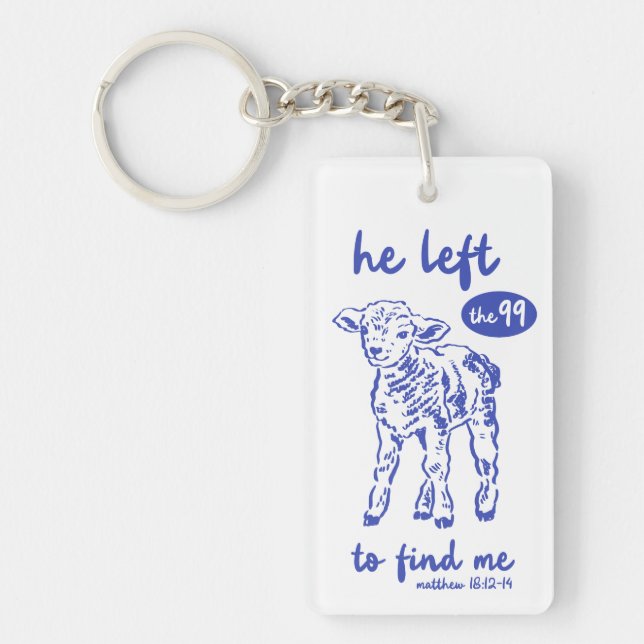 Matthew 18:12–14 Lost Sheep Christian Scripture Keychain (Front)