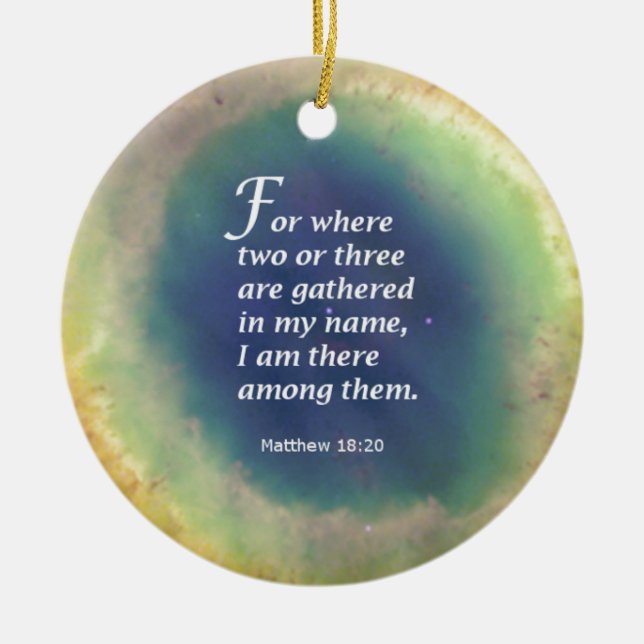 Matthew 18:20 ceramic ornament (Front)