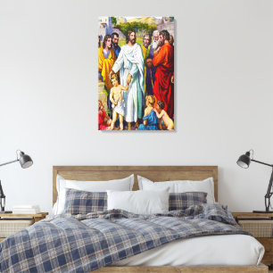 Matthew 19:13-15 Little Children Come to Jesus Canvas Print