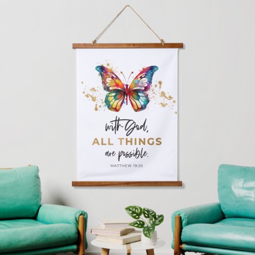 Matthew 1926 All Things are Possible Butterfly Hanging Tapestry